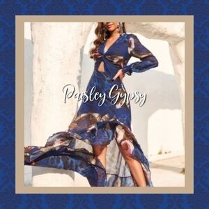 MULTICOLOR FLORAL ASYMMETRICAL SPECIAL OCCASIONS MAXI DRESS